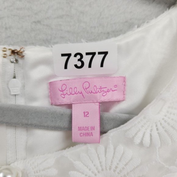 Lilly Pulitzer Dress Womens 12 Resort White Nicci Pinwheel Organza Floral Lace - Picture 11 of 16